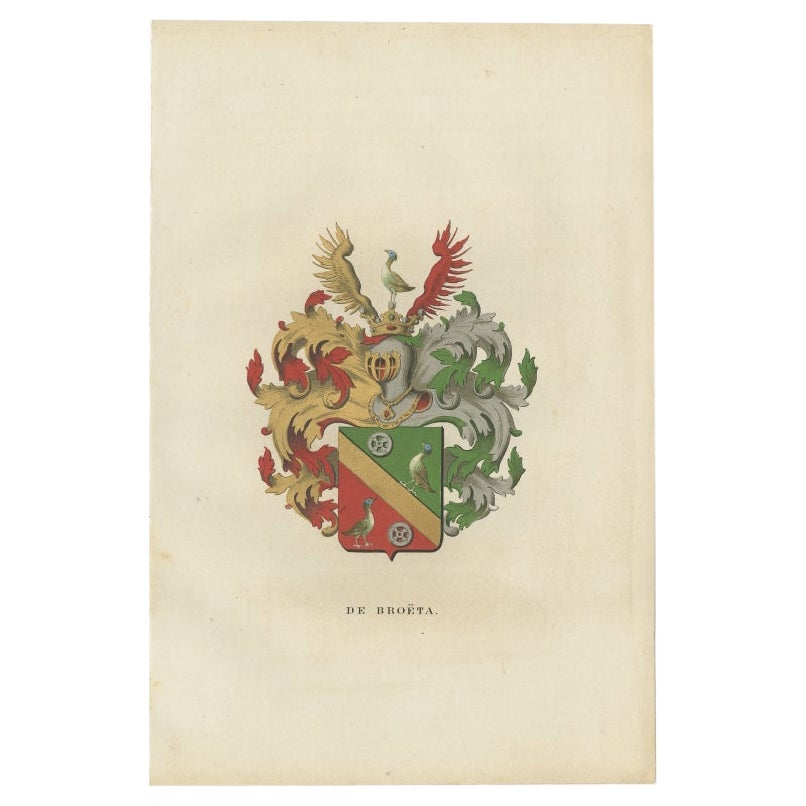 Antique Genealogy Print of the 'De Broëta' Family by Herckenrode, 1862