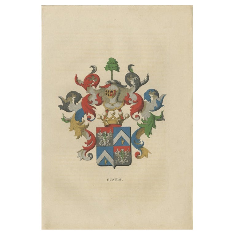 Antique Genealogy Print of the 'De Custis' Family, 1862 For Sale