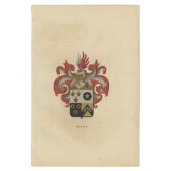Antique Genealogy Print of the Belgian 'Huens' Family, 1862