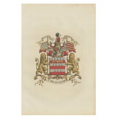 Antique Genealogy Print of the 'Ponthieure de Berlaere' Family, 1862