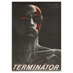 'The Terminator' Original Vintage Movie Poster by Milan Pecák, Czech, 1990
