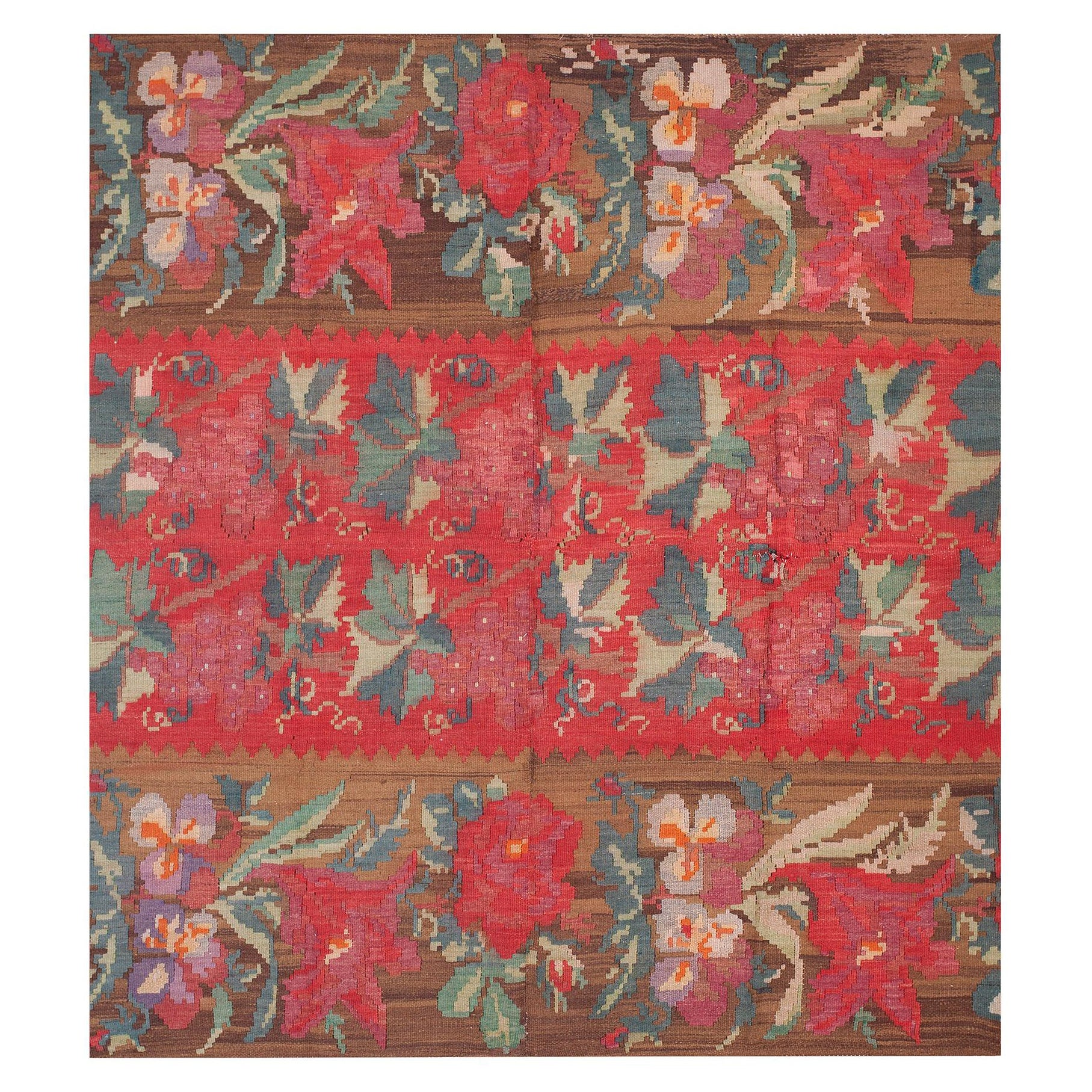 Early 20th Century Besserabian Flat-weave ( 6'7''x 7' - 200 x 214 ) For Sale