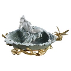 Antique Biscuit Bowl Representing a Mermaid on a Wave, 19th Century