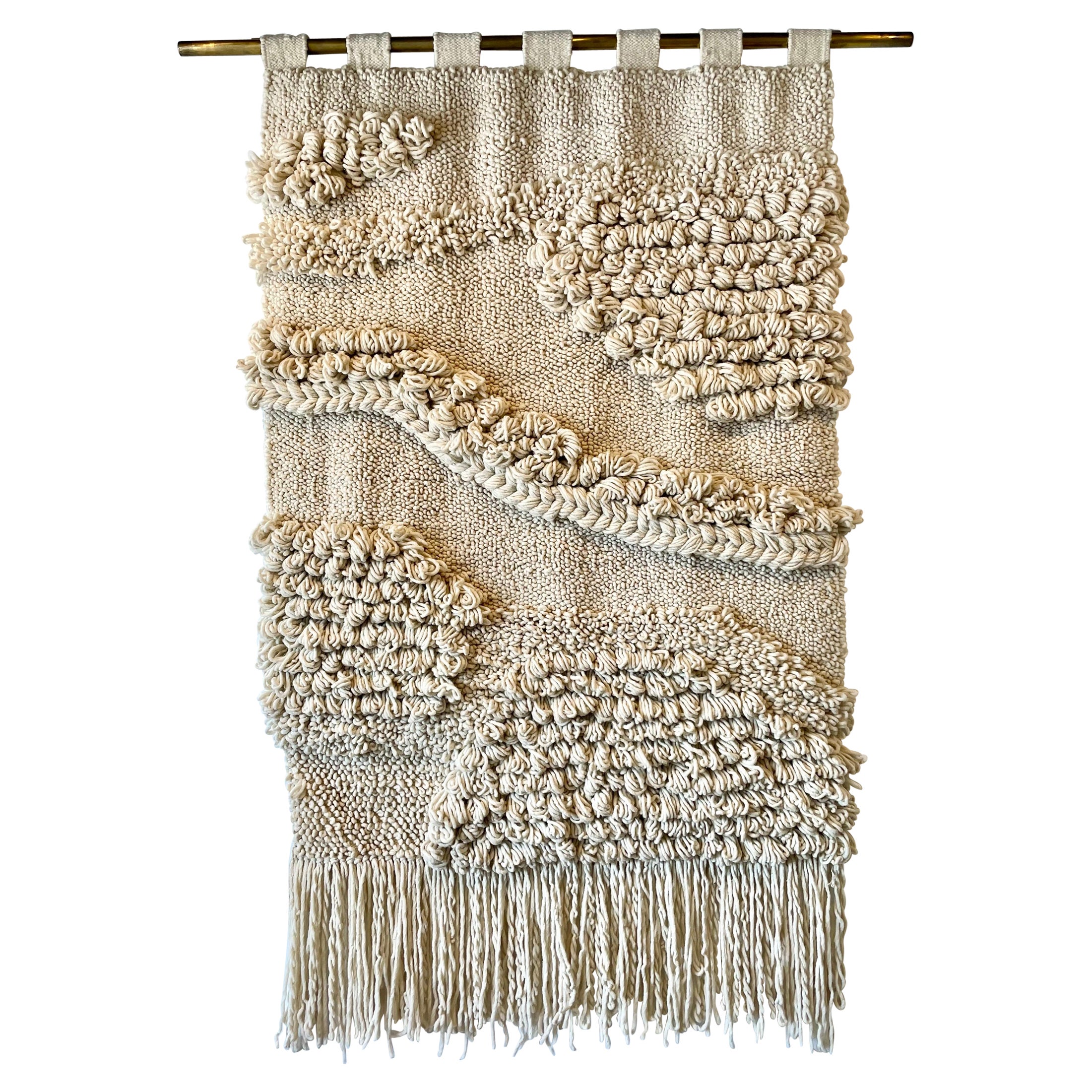 Hand Woven Natural Wool Wall Tapestry Extra Long at 1stDibs