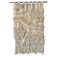 Hand Woven Natural Wool Wall Tapestry, Extra Long