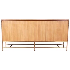 Paul McCobb Irwin Collection Bleached Mahogany and Brass Credenza or Bar Cabinet