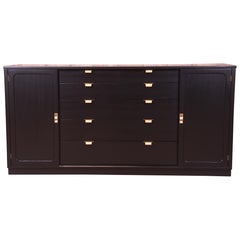 Edward Wormley for Drexel Black Lacquered Sideboard Credenza, Newly Refinished