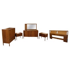 Mid-Century Modern Flagg for Drexel Parallel Walnut Bedroom Set Dressers 1960s