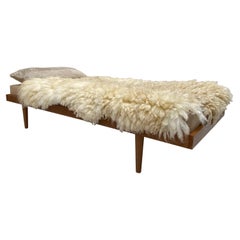 Vintage 1950's Danish Teak Daybed with Felted Wensleydale Texel Sheep Wool & Raw Cotton