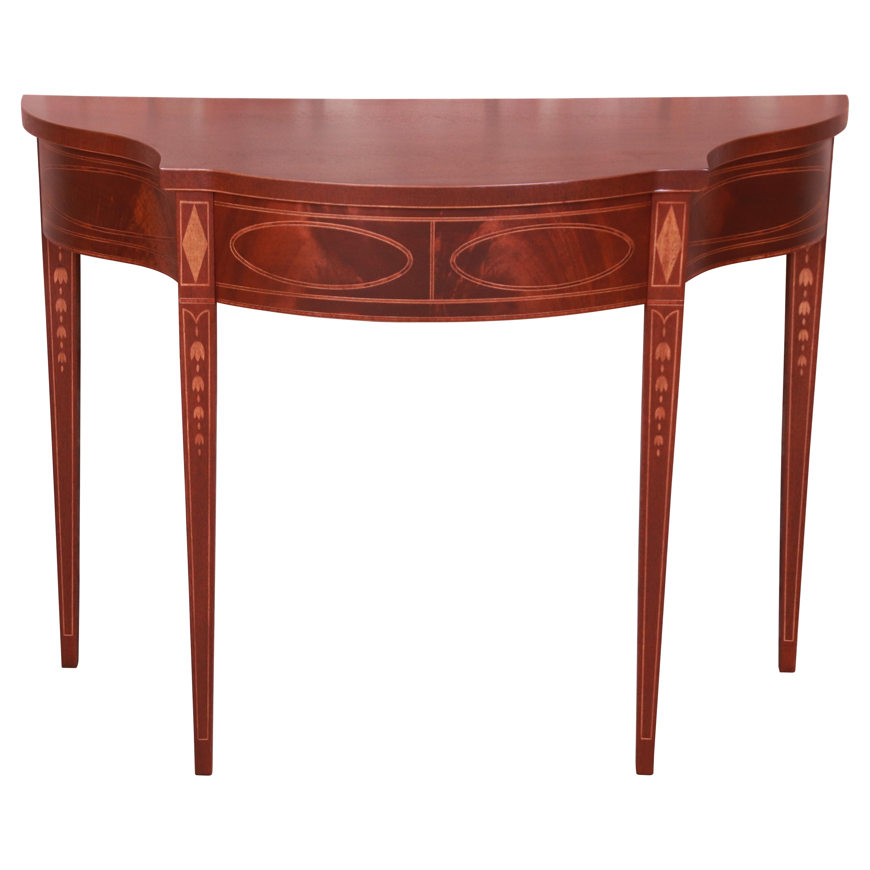 Baker Furniture Federal Inlaid Mahogany Console or Entry Table, Newly Refinished