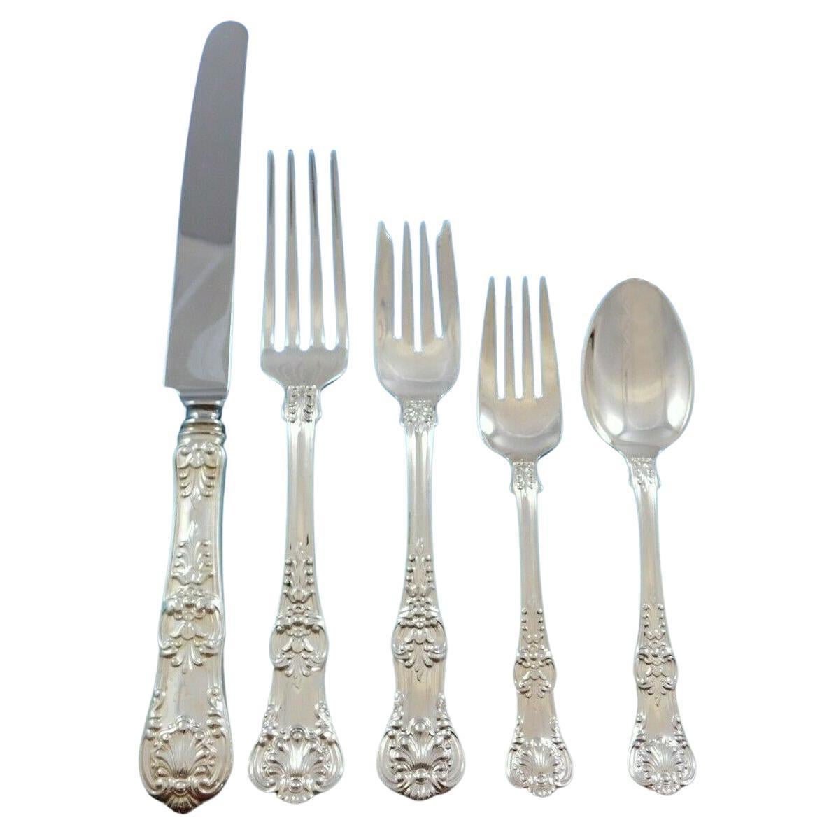 English King by Tiffany & Co Sterling Silver Flatware Set Service 63 pcs Dinner
