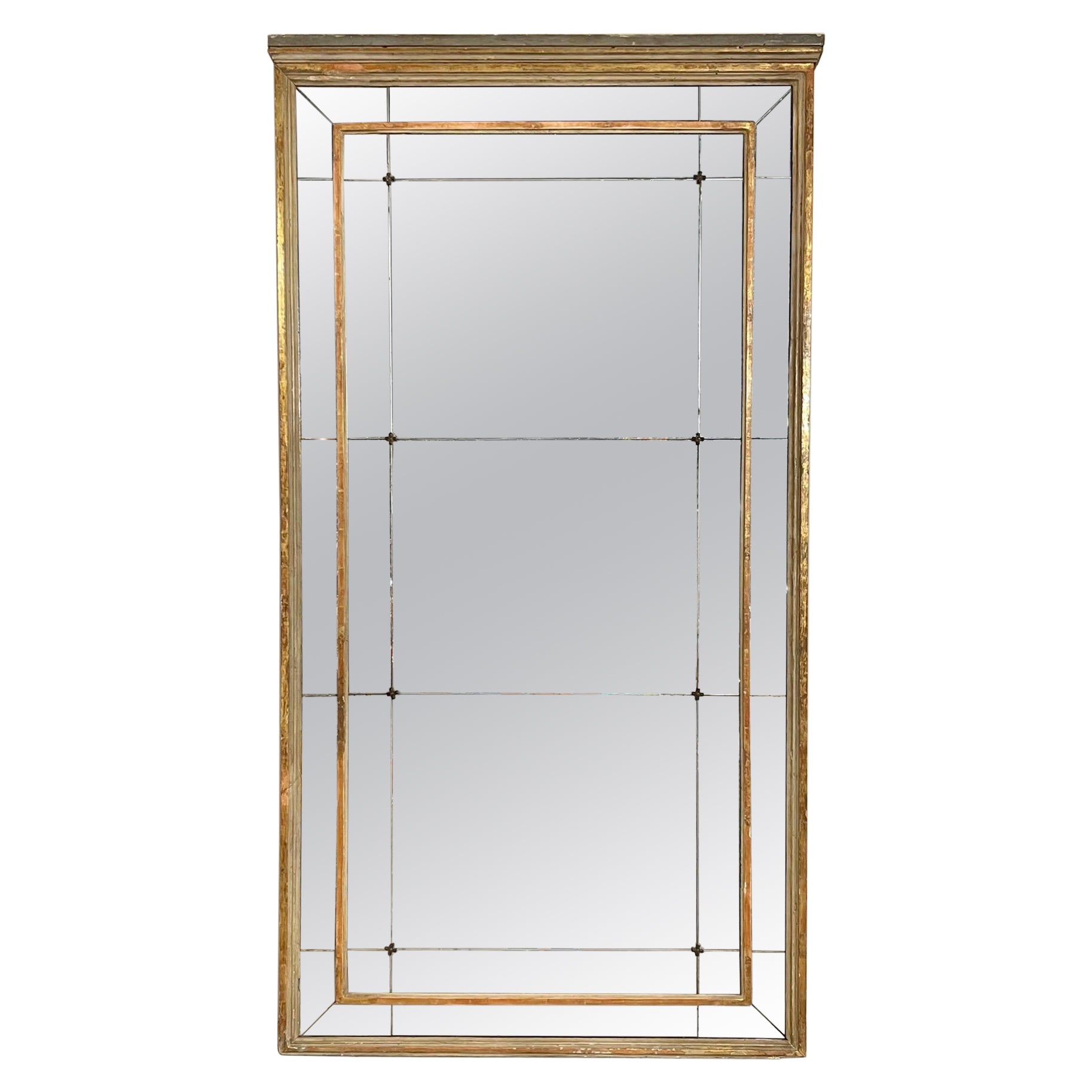 19th Century French Directoire Period Mirror with Divided Mercury Glass