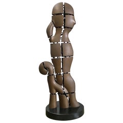 Tall Bronze Abstract Sculpture Figure, Bin, 1997