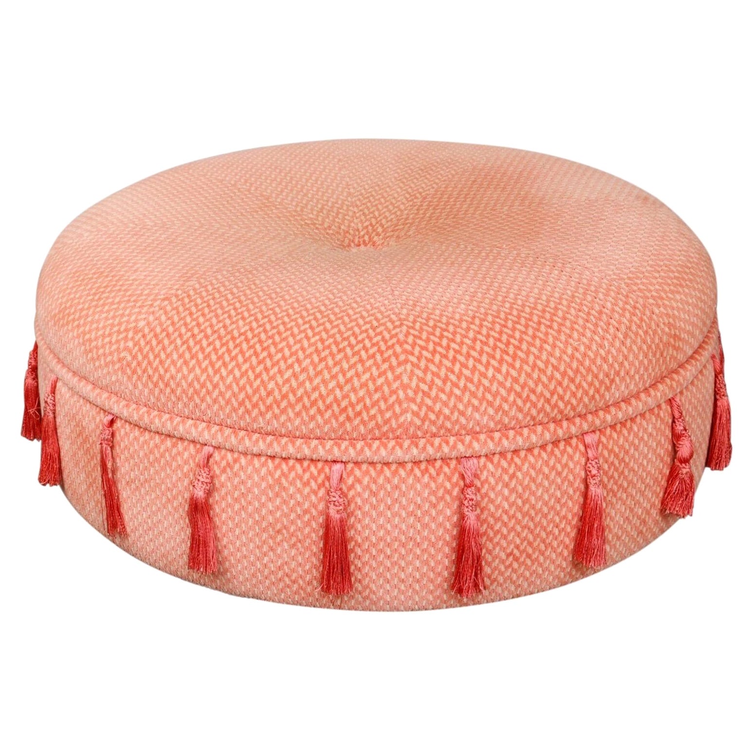 Pink Tassled Coffee Table Ottoman