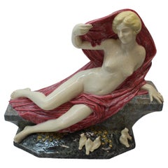 Art Deco Glazed Ceramic Female Nude Sculpture