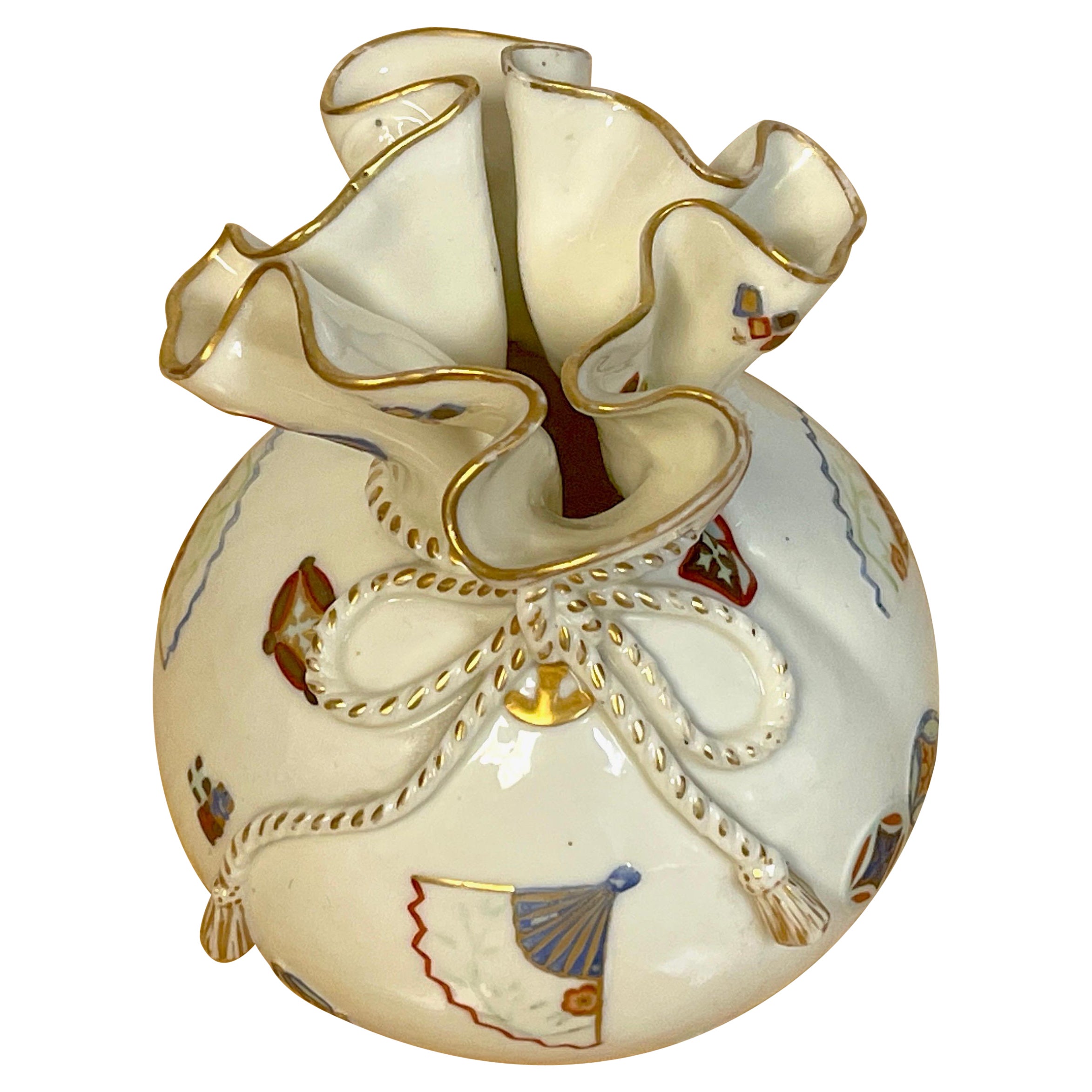 Royal Worcester Aesthetic / Japonisme Handkerchief Vase, 1876 For Sale