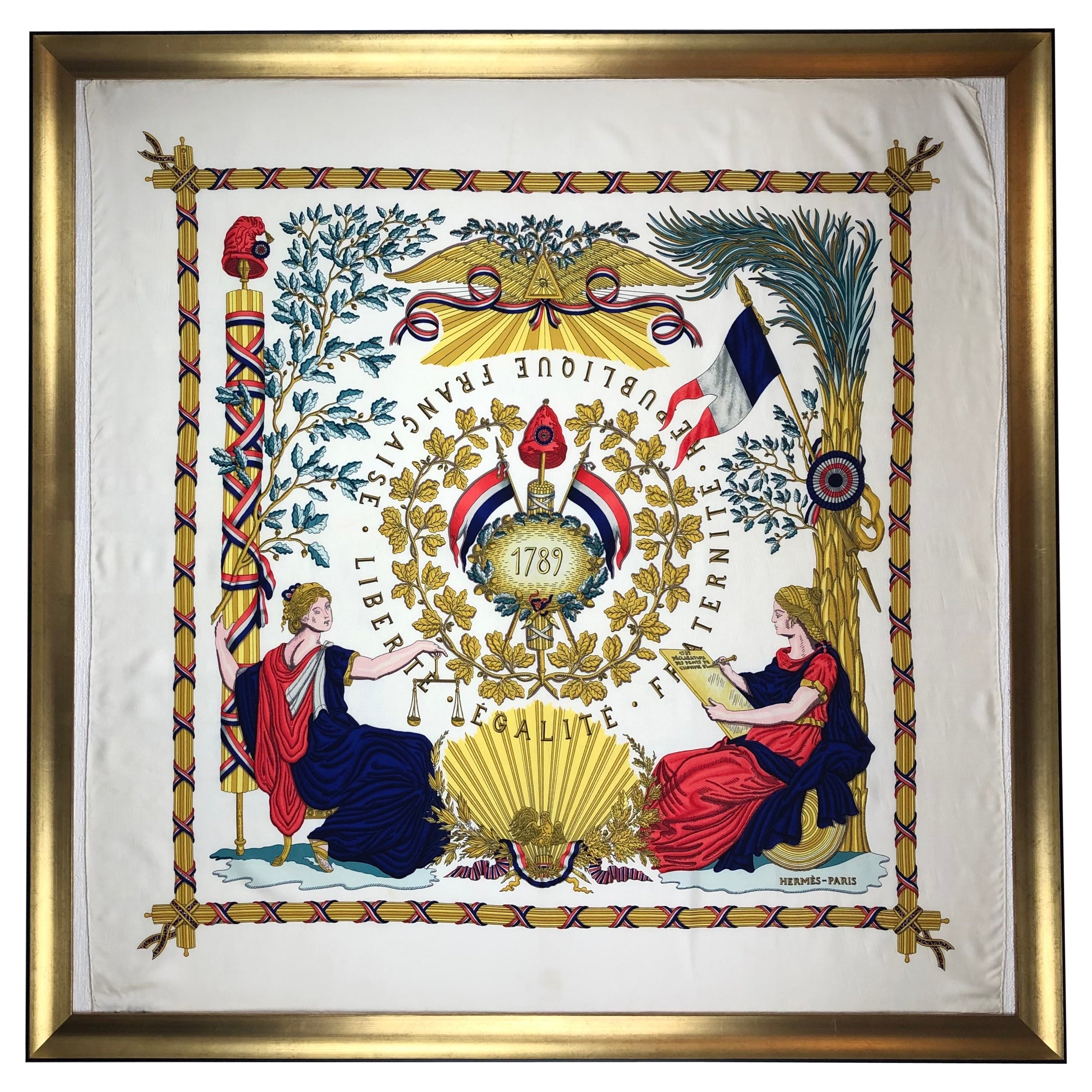 Vintage Hermes Scarf Wall Art Commemorative of the French Revolution, 1789