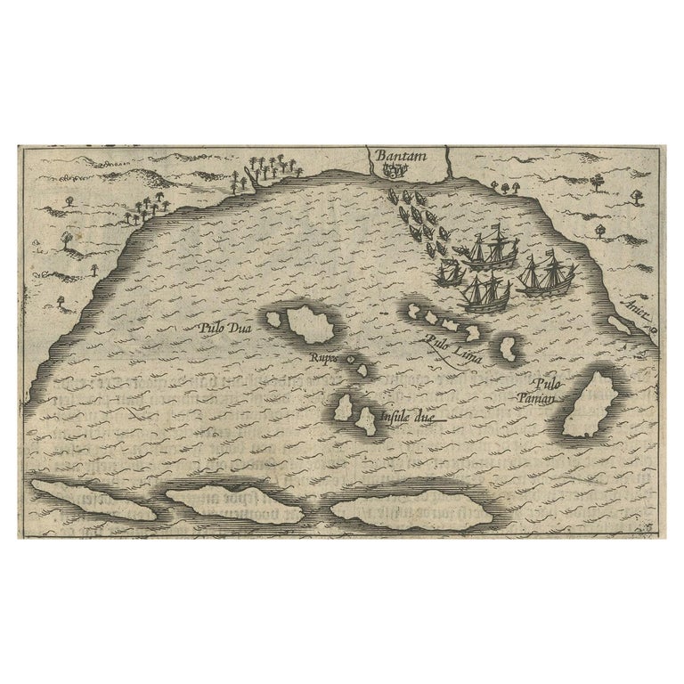 Small Map of Bantam with Dutch Ships and an Engraving of Portugese ...