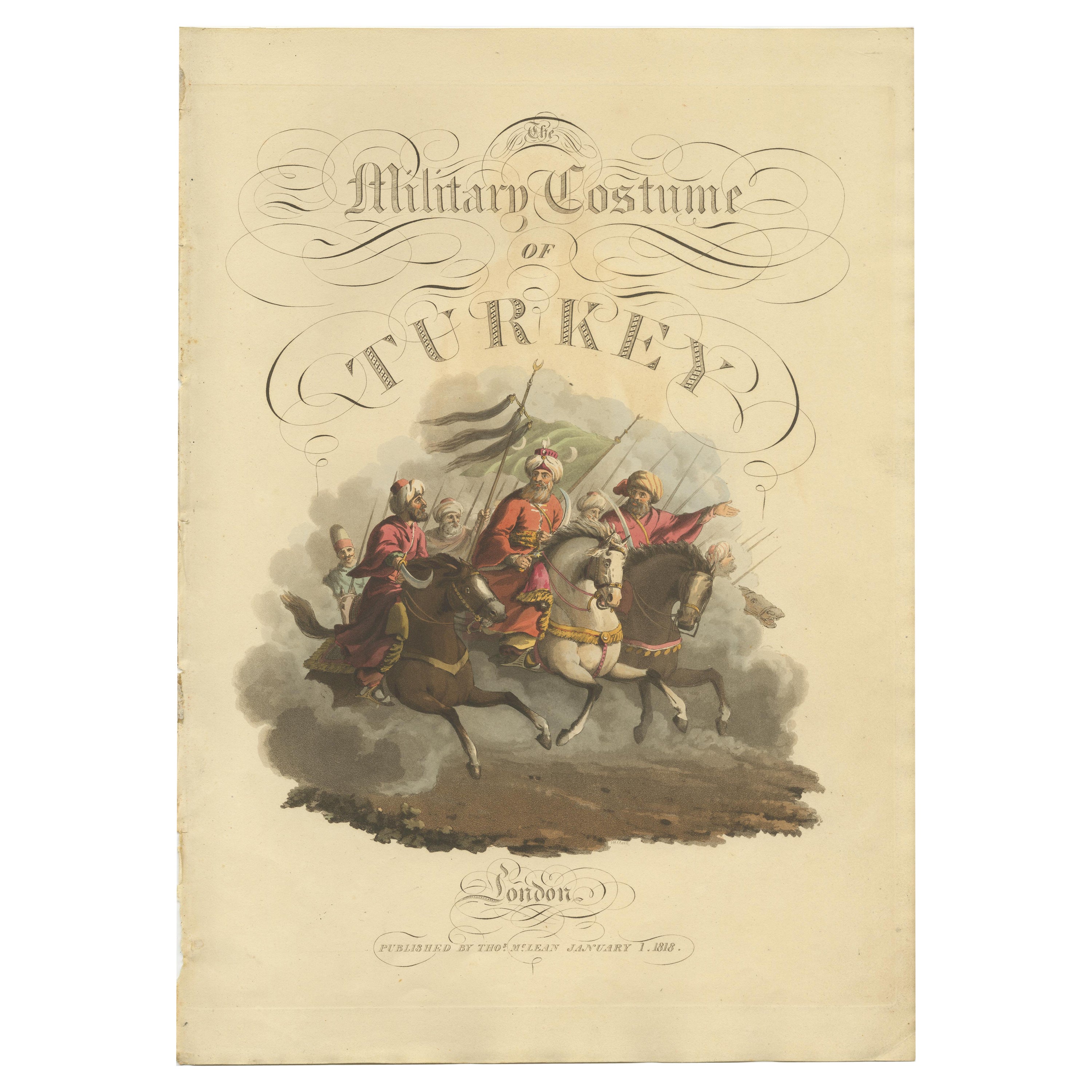 Frontispiece the Military Costume of Turkey representing the Grand Vizier, 1818 For Sale