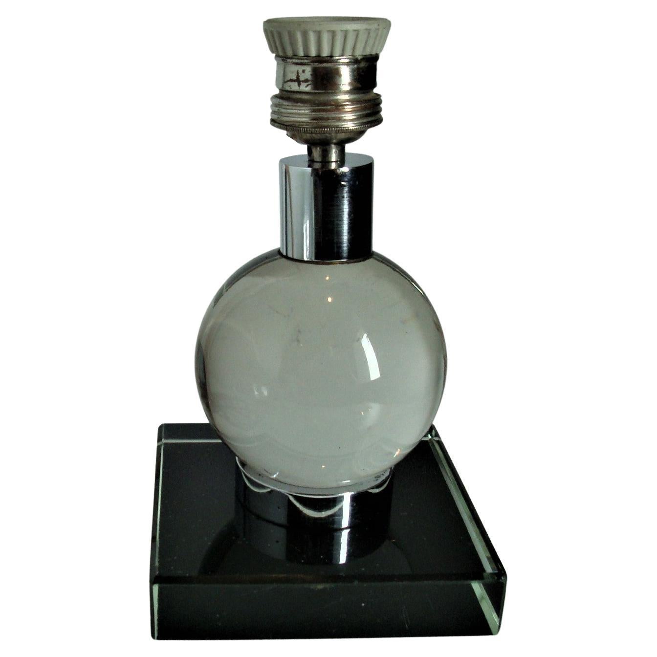 Art Deco Adjustable Glass Ball Table Lamp in the Style of Jacques Adnet