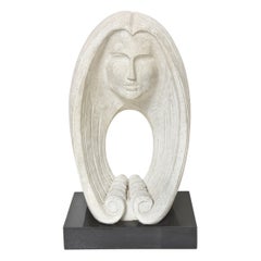 Large Contemporary Woman's Face Bust Sculpture by David Fisher for Austin