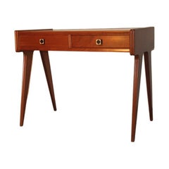 Small Midcentury Italian Desk in Maple Top with 1950s White Laminate Drawers