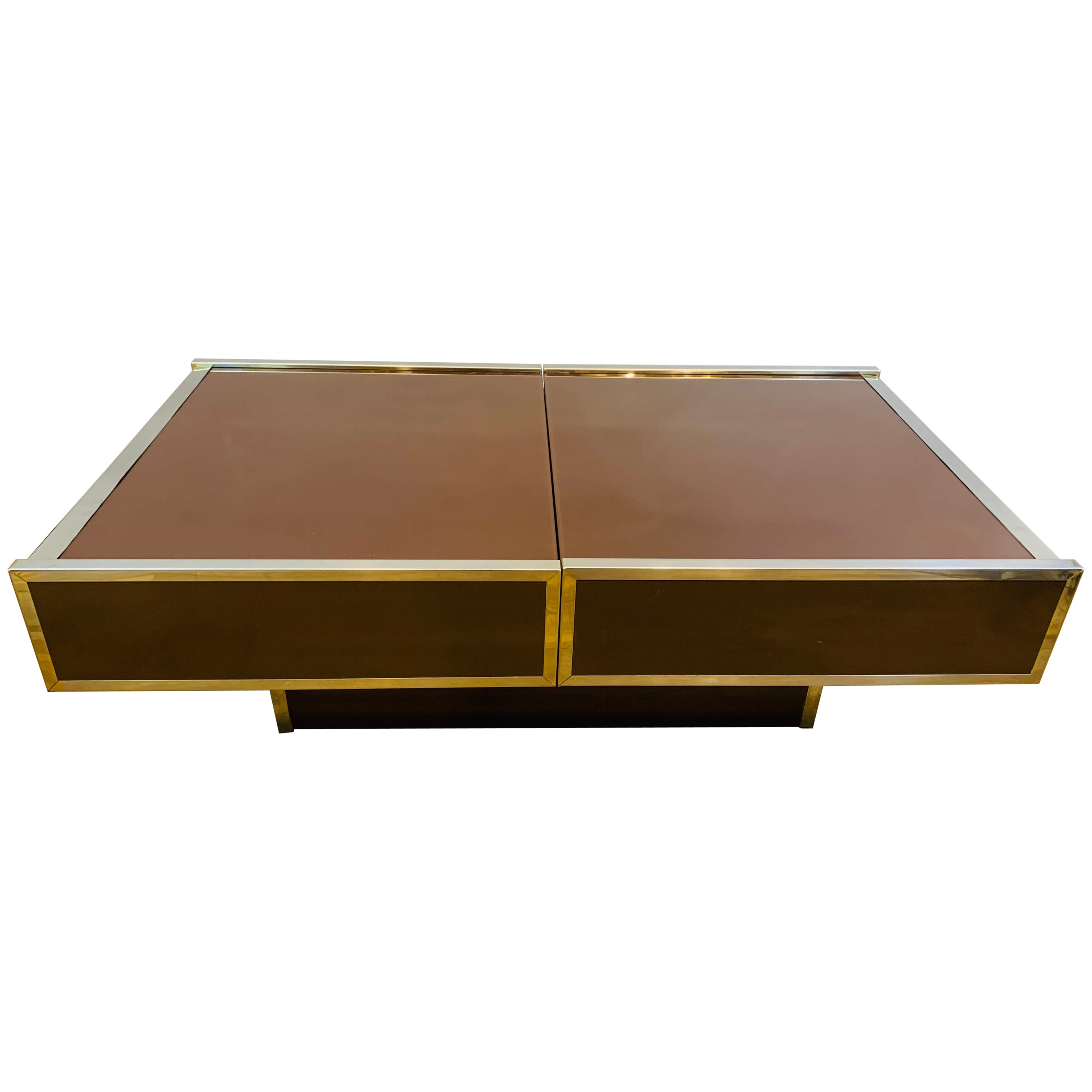 1970s Italian Willy Rizzo for Cidue Extendable Dry Bar Cocktail Coffee Table