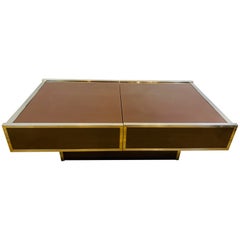 Vintage 1970s Italian Willy Rizzo for Cidue Extendable Dry Bar Cocktail Coffee Table