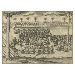 Rare Engravings of Council of War in Bantam and Javanese Local Traders, 1614