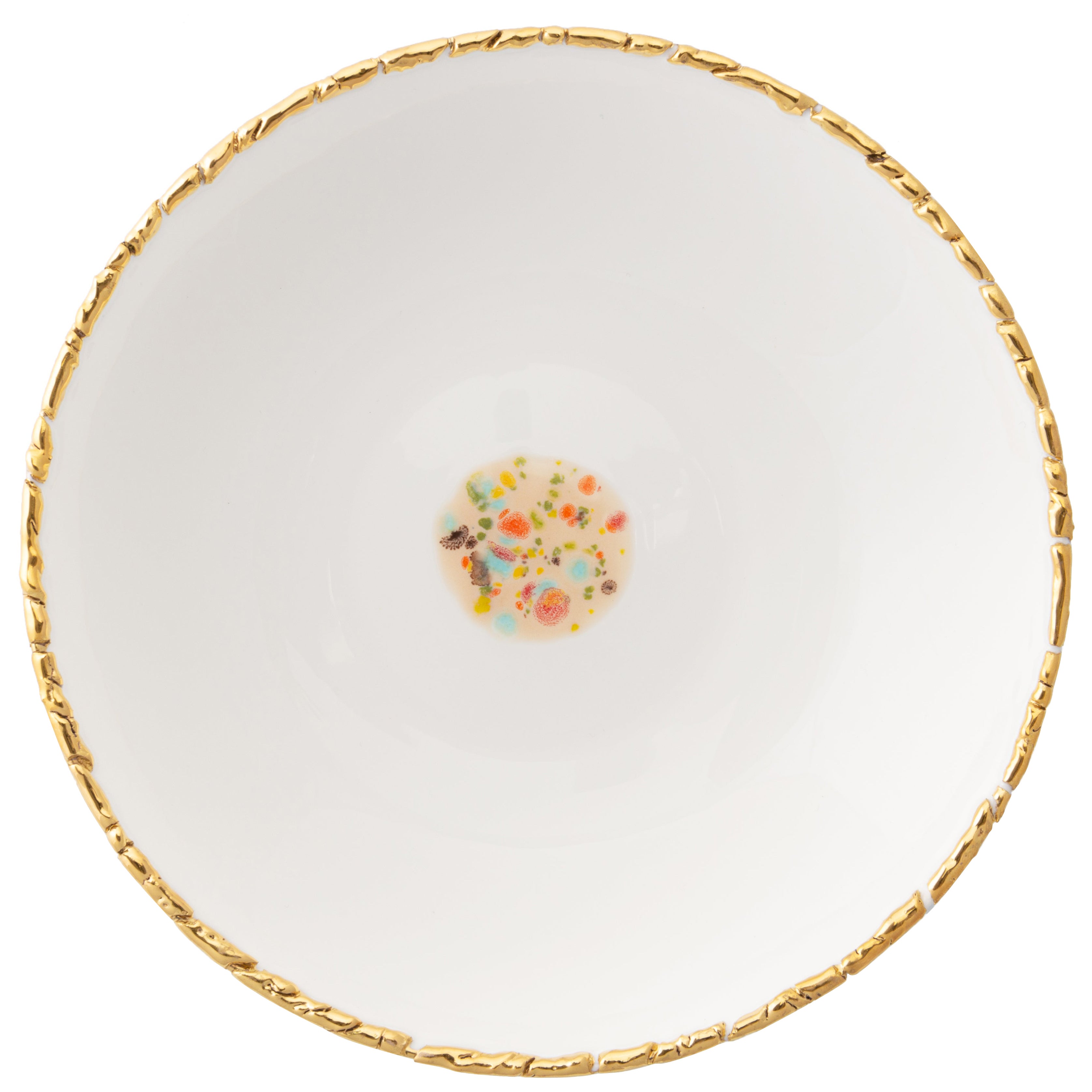 Set contemporáneo de 2 platos hondos Vajilla de porcelana dorada pintada a mano