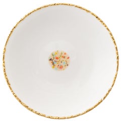 Set von 2 Suppentellern, Gold, handbemalt, Coralla Maiuri, modernes, modernes Geschirr