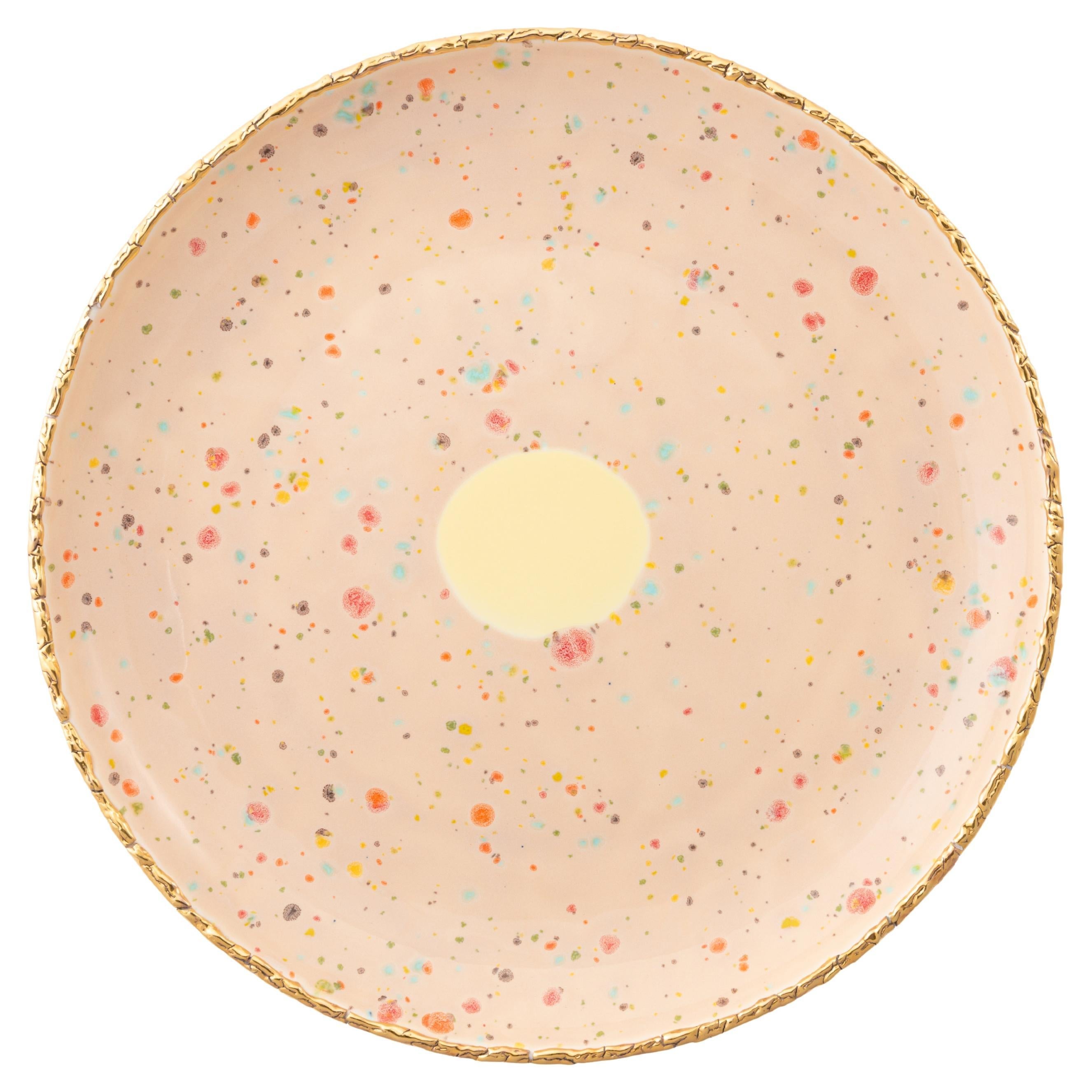 Contemporary Coupe Platter Gold Hand Painted Porcelain Tableware
