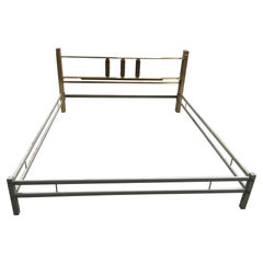 Mid-Century Modern Italian Bronze Queen Size Bed by Luciano Frigerio, 1970s