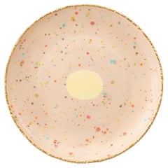 Piatto da portata contemporaneo in porcellana dipinta a mano color oro
