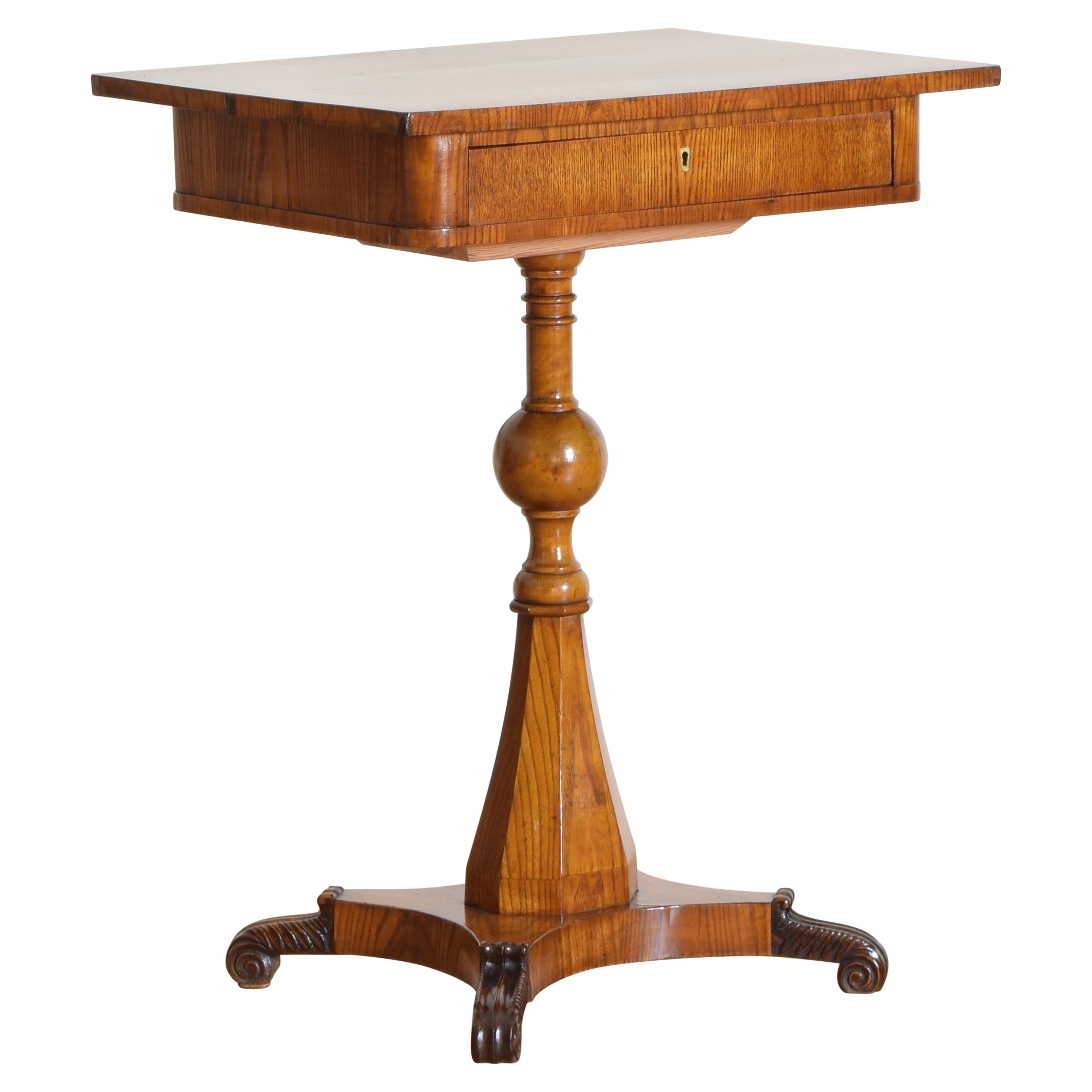 Swedish Neoclassical Revival Chestnut 1-Drawer Work Table, 3rdq 19th Cen