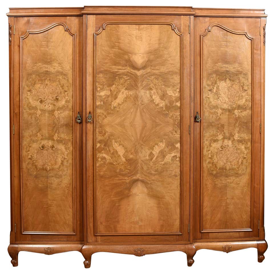 Large Antique Scottish Victorian Three-Door Walnut Armoire, Wardrobe ...