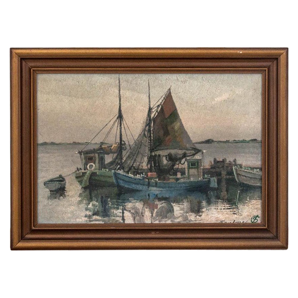 Painting "Fishing boats in the port"