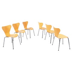 Italian Mid-century Orange wood Chairs Serie 7 by Jacobsen for Fritz Hansen, 1999
