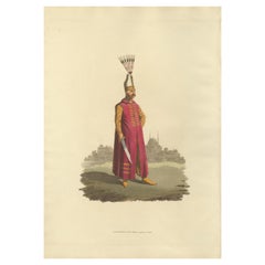 Antique Print of Officer of Janizaries, The Military Costume of Turkey, 1818
