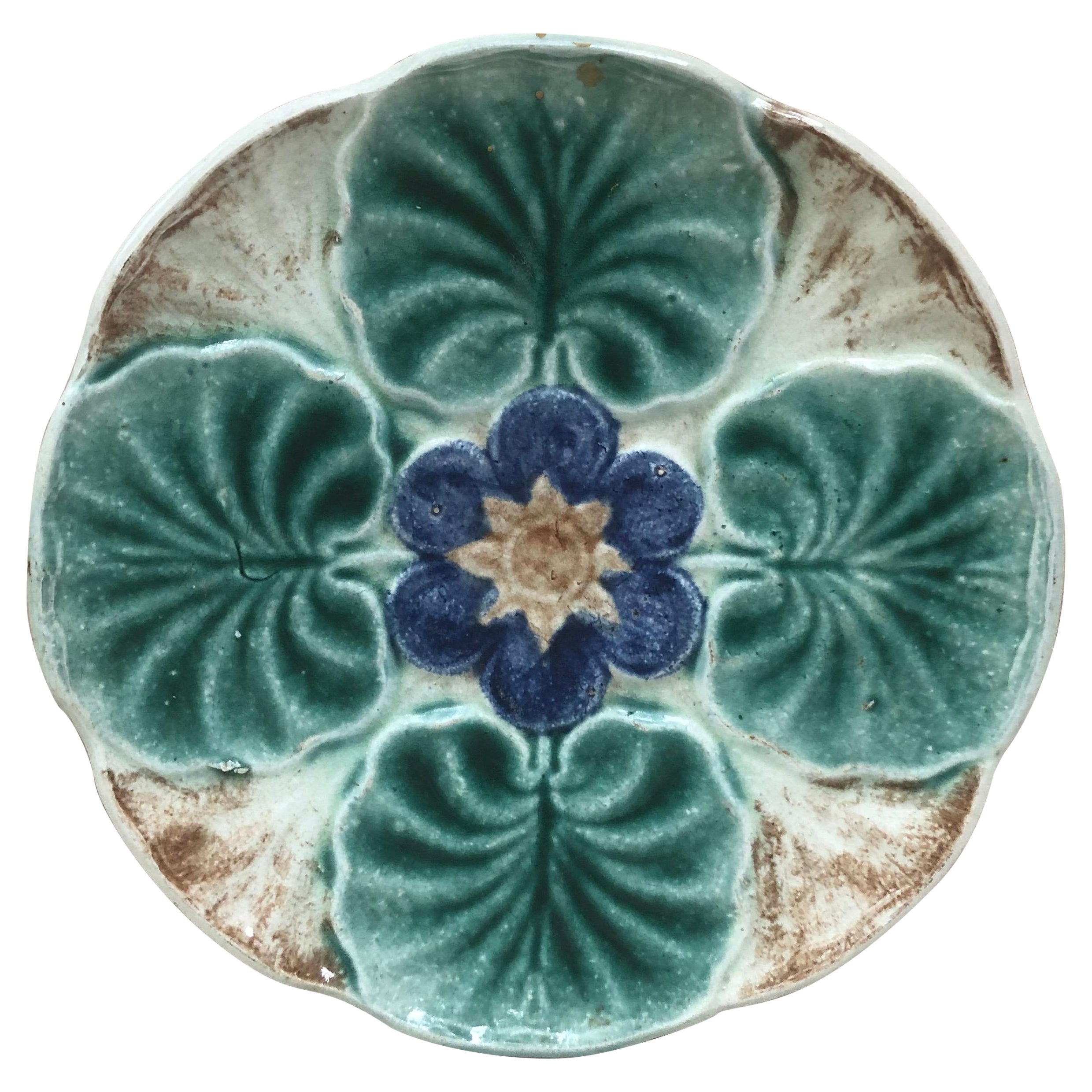 Majolica Water Lily Pond Plate Wasmuel, circa 1890