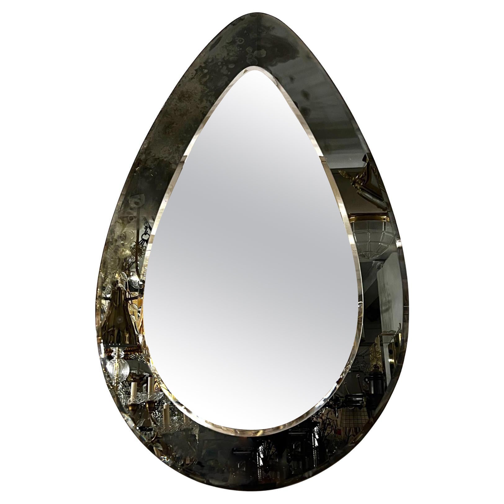 Italian Mid Century Grey Mirror For Sale