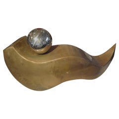 Mid-Century Modern Brass and Chrome Abstract Sculpture