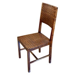 Woven Tobacco Leather Dinning Chairs
