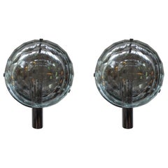 Pair of Italian Max Ingrand for Fontana Arte Style Faceted Glass Sconces