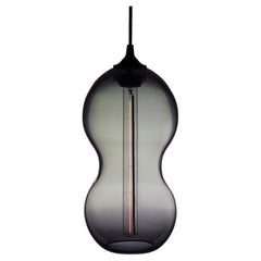 Neutral Grey Contemporary Organic Architectural Hand Blown Pendant Lamp