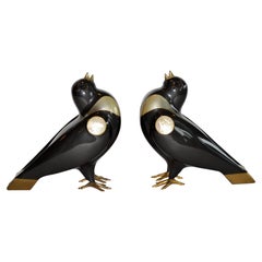 Rare Pair of Large Birds or Chickadee Sculptures / Figures by Jonson & Marcius
