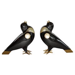 Rare paire de grandes sculptures / figures d'oiseaux ou de chérubins de Chickadee par Jonson & Marcius