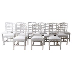 Set of 14 Swedish Gustavian Painted Dining Chairs