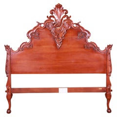 Tête de lit Queen Size en acajou sculpté baroque Henredon pour Ralph Lauren