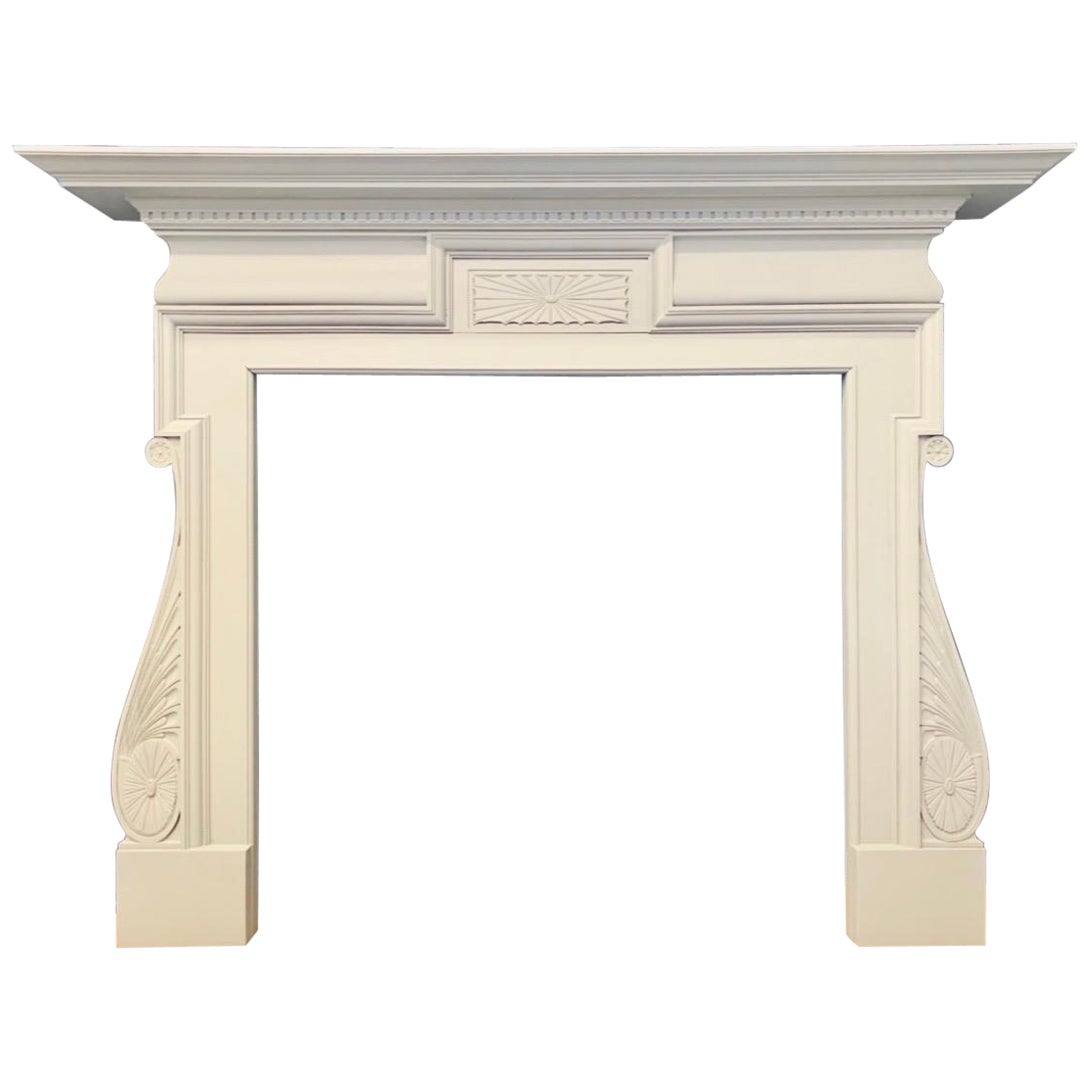 Antique Oak Palladian Manner Fireplace Surround